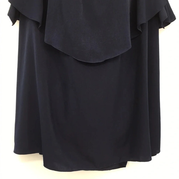 MLM Blouse Womens Small Navy Off The Shoulder Short Sleeve Top Silky Ruffle - Picture 4 of 13